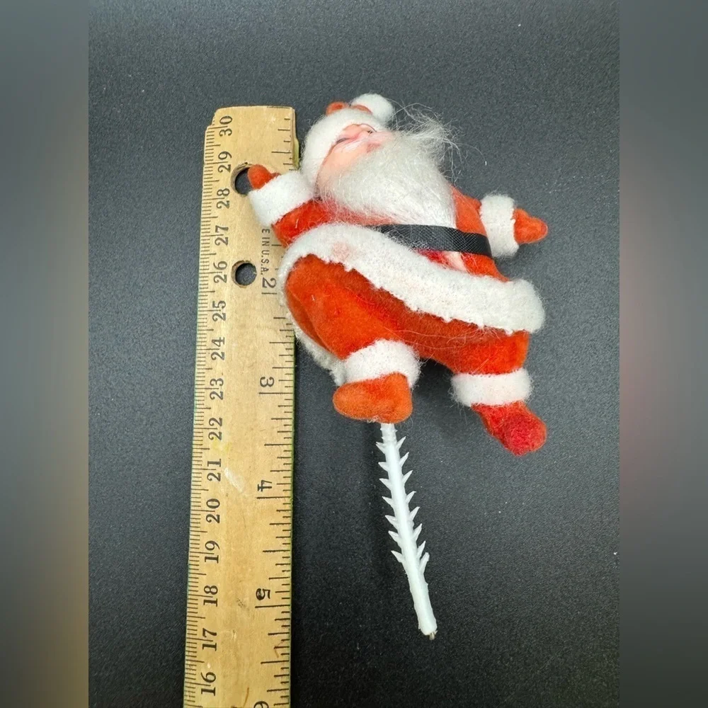 Vintage Christmas Flocked Santa Claus Pick or Ornament API Thailand